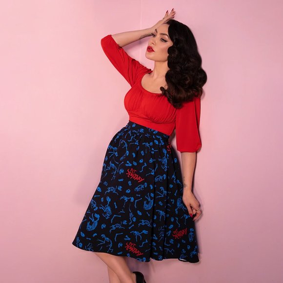 vixen by micheline pitt Dresses & Skirts - Vixen by Micheline Pitt Pet Cemetery Swing Skirt Better Off Dead Print, 2x NWT